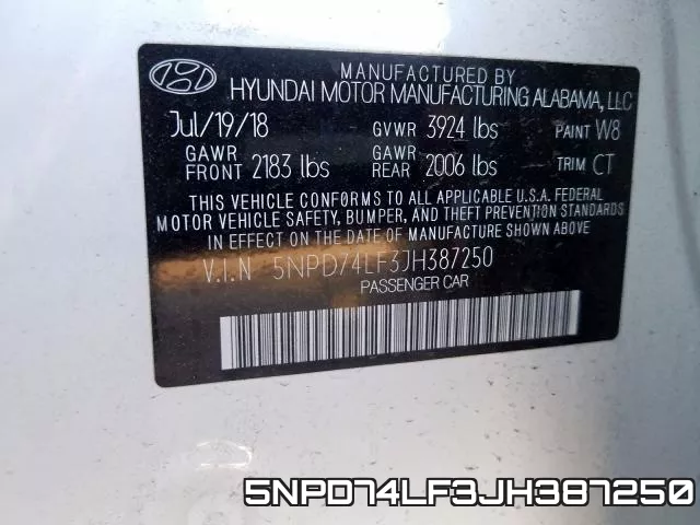 5NPD74LF3JH387250 фото 2