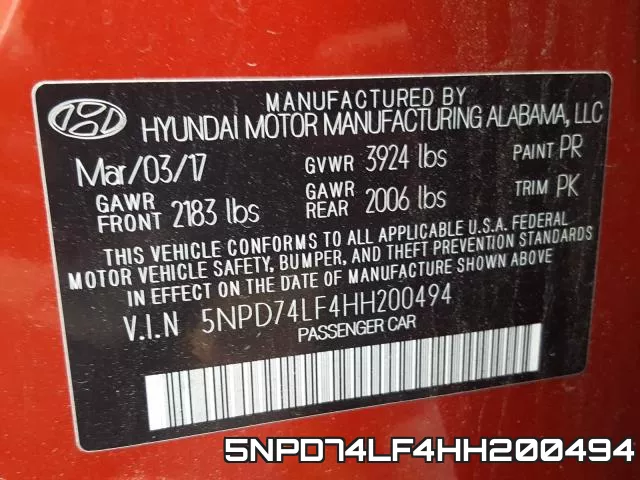5NPD74LF4HH200494 фото 2