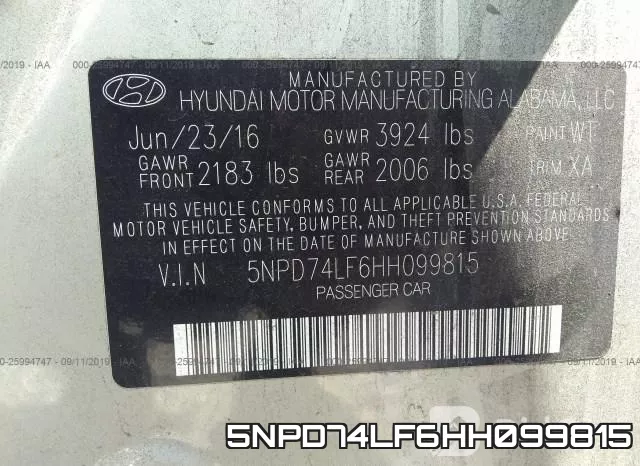 5NPD74LF6HH099815 фото 7
