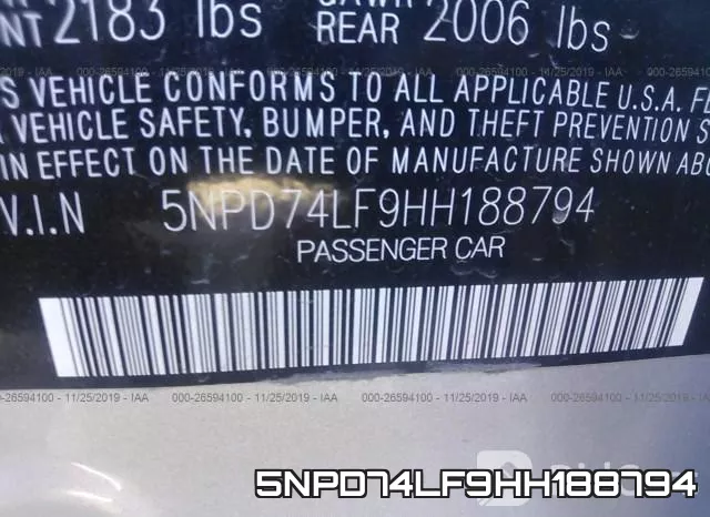 5NPD74LF9HH188794 фото 7