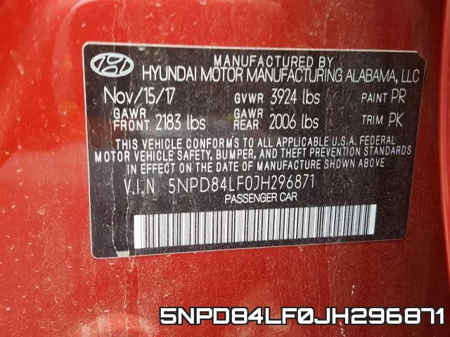 5NPD84LF0JH296871 фото 2