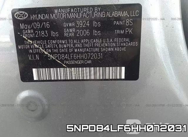 5NPD84LF6HH072031 фото 9