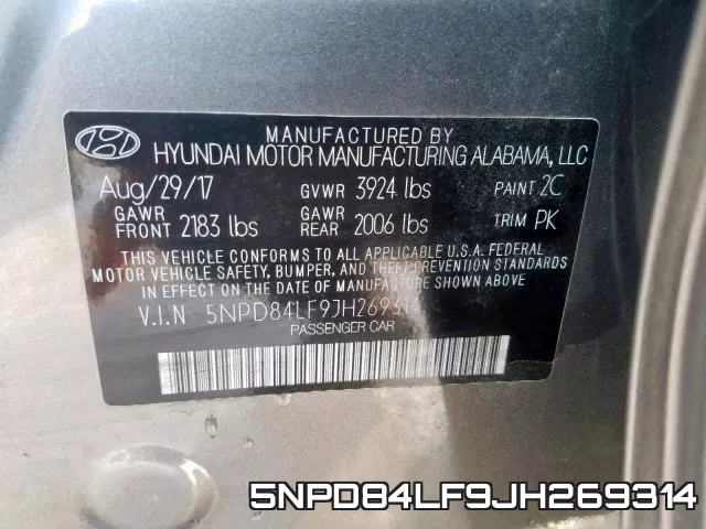 5NPD84LF9JH269314 фото 2