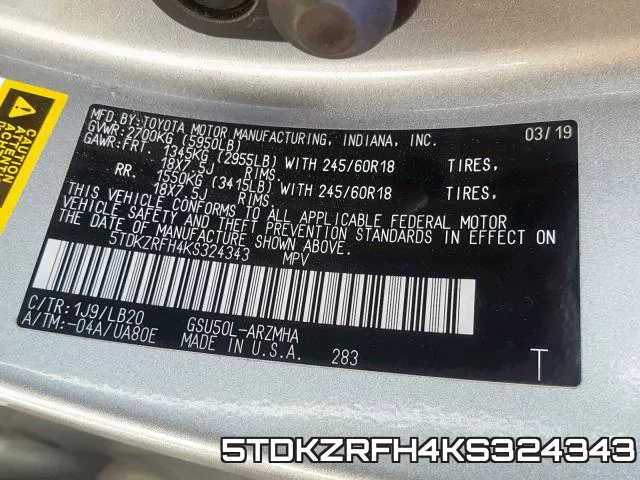 5TDKZRFH4KS324343 фото 2