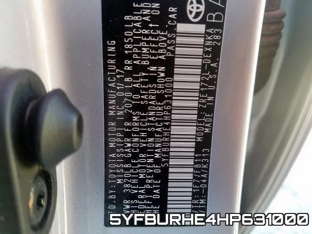 5YFBURHE4HP631000 фото 2