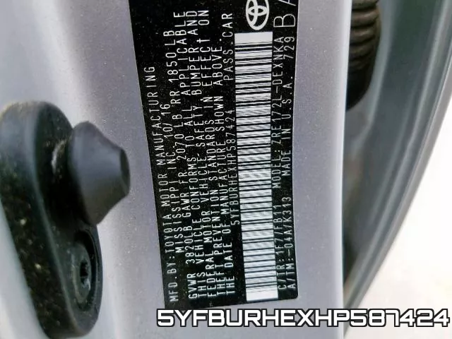 5YFBURHEXHP587424 фото 2