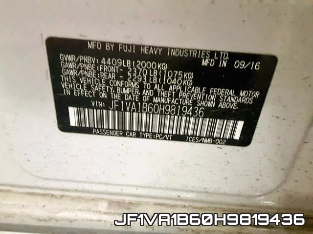 JF1VA1B60H9819436 фото 2