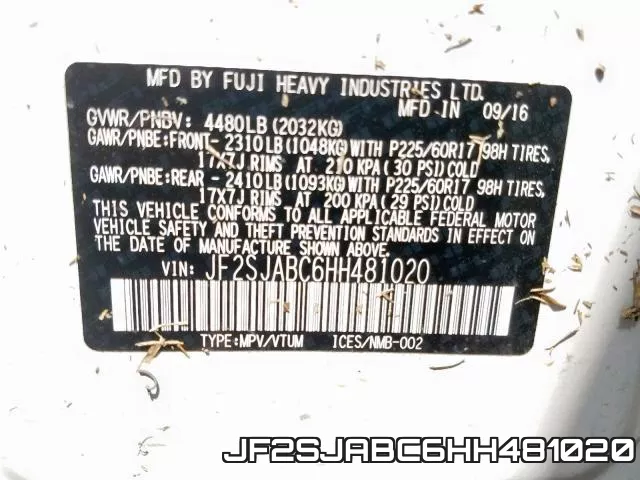 JF2SJABC6HH481020 фото 2