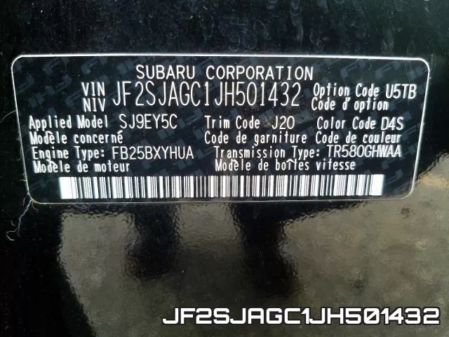 JF2SJAGC1JH501432 фото 2