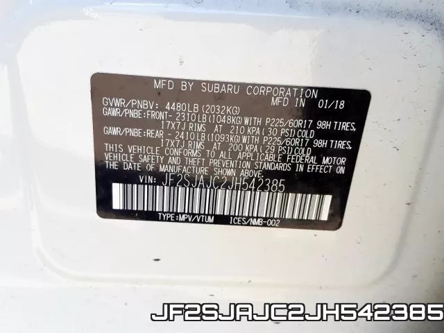 JF2SJAJC2JH542385 фото 2