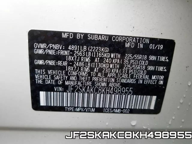 JF2SKAKC8KH498955 фото 2