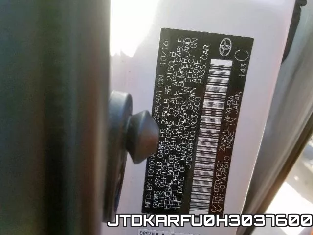 JTDKARFU0H3037600 фото 2