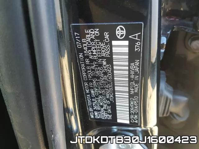 JTDKDTB30J1600423 фото 2