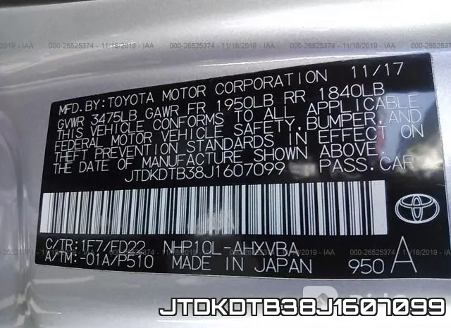JTDKDTB38J1607099 фото 8
