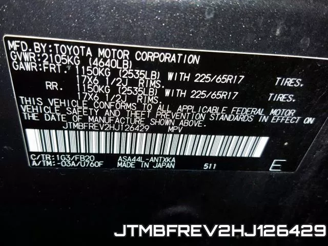 JTMBFREV2HJ126429 фото 2