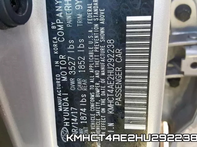 KMHCT4AE2HU292238 фото 2