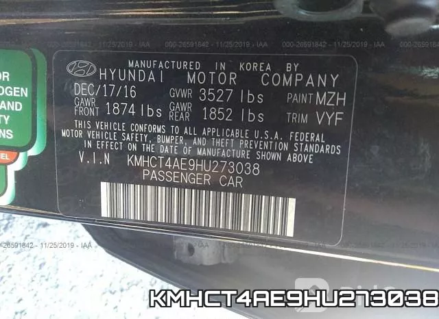 KMHCT4AE9HU273038 фото 9