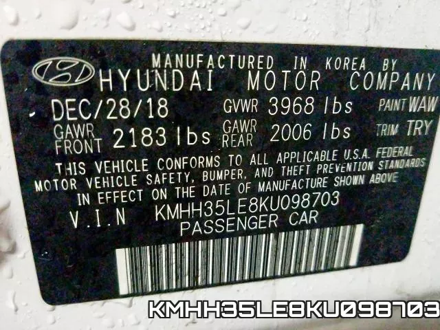 KMHH35LE8KU098703 фото 2