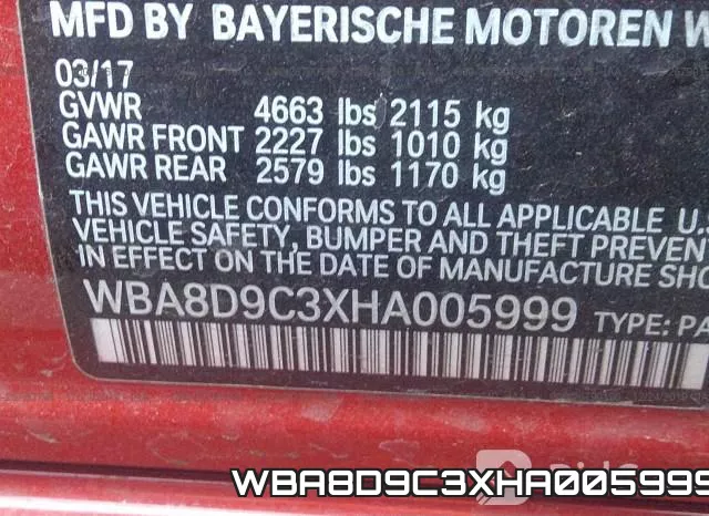WBA8D9C3XHA005999 фото 9