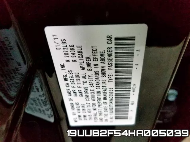 19UUB2F54HA005039 фото 2
