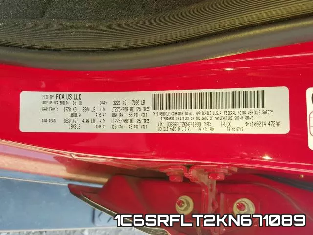1C6SRFLT2KN671089 фото 2