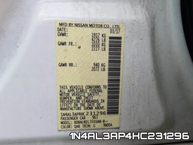 1N4AL3AP4HC231296 фото 2