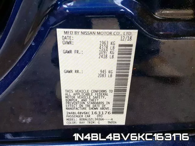 1N4BL4BV6KC163176 фото 2