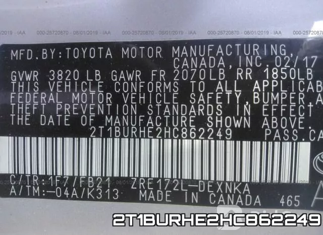 2T1BURHE2HC862249 фото 9