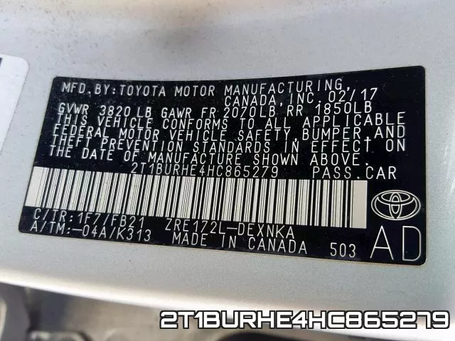 2T1BURHE4HC865279 фото 2