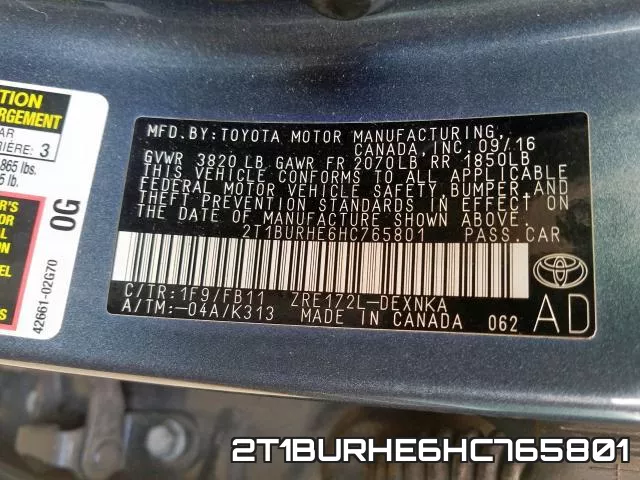 2T1BURHE6HC765801 фото 2
