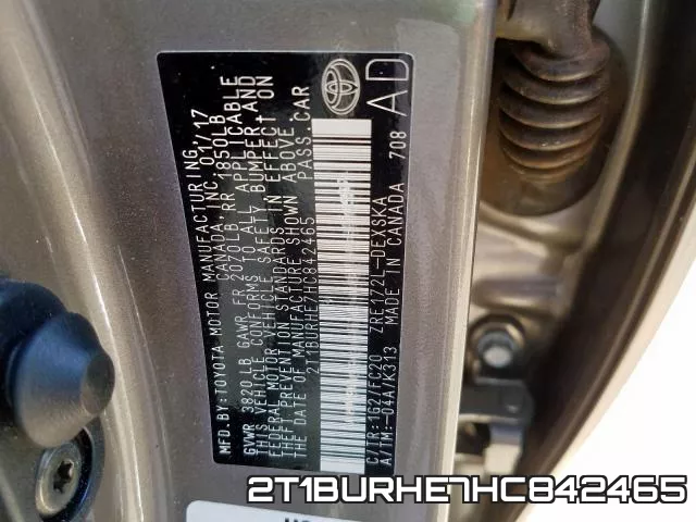 2T1BURHE7HC842465 фото 2