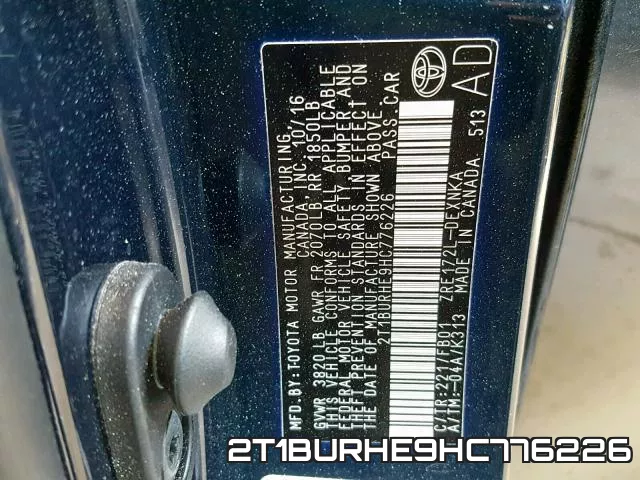 2T1BURHE9HC776226 фото 2