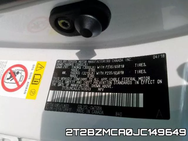 2T2BZMCA0JC149649 фото 2