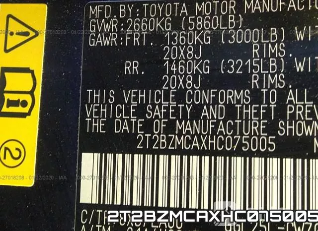 2T2BZMCAXHC075005 фото 6