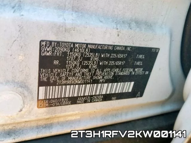 2T3H1RFV2KW001141 фото 2