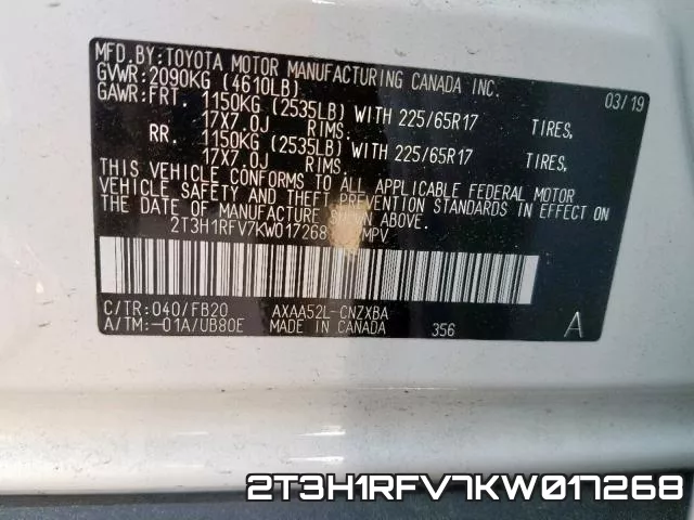 2T3H1RFV7KW017268 фото 2
