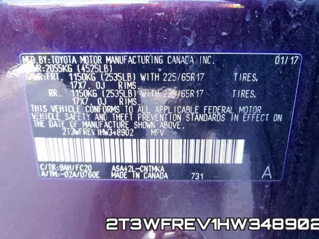 2T3WFREV1HW348902 фото 2