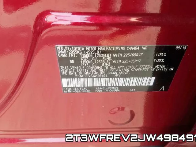 2T3WFREV2JW498491 фото 2