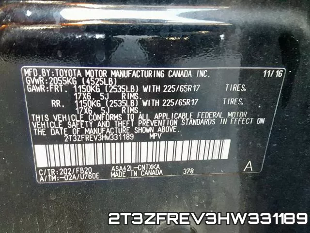 2T3ZFREV3HW331189 фото 2