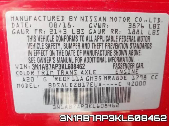 3N1AB7AP3KL608462 фото 2