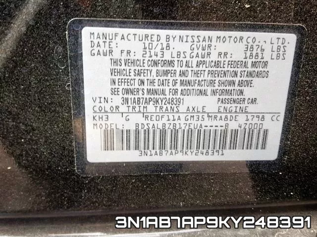 3N1AB7AP9KY248391 фото 2