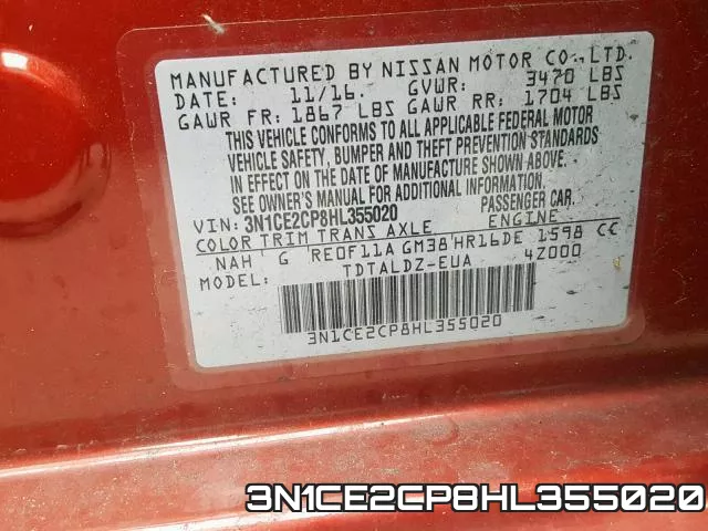 3N1CE2CP8HL355020 фото 2