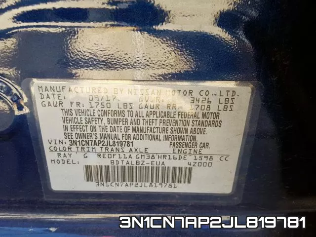 3N1CN7AP2JL819781 фото 2