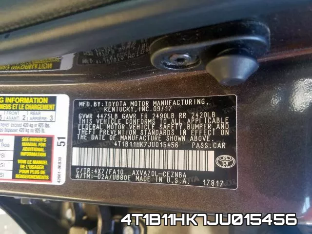 4T1B11HK7JU015456 фото 2