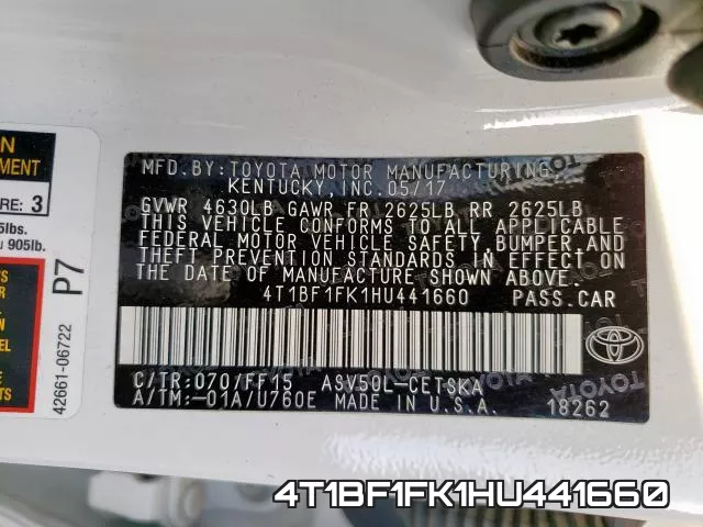4T1BF1FK1HU441660 фото 2