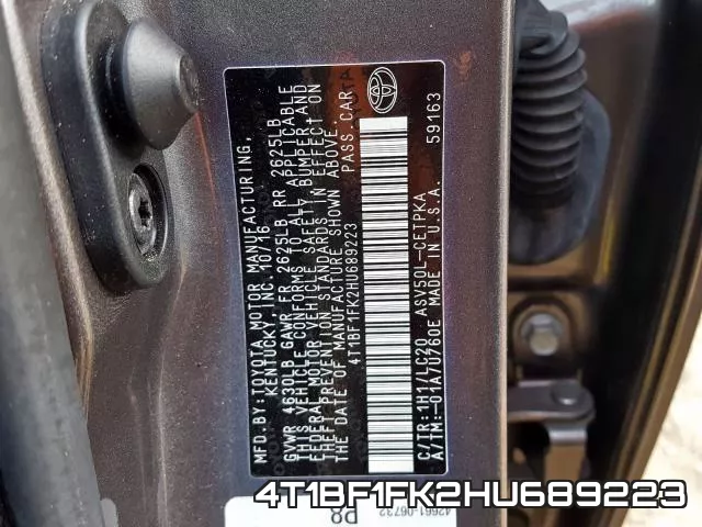 4T1BF1FK2HU689223 фото 2