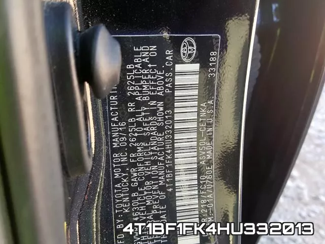 4T1BF1FK4HU332013 фото 2