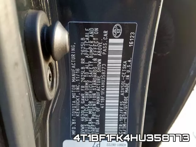 4T1BF1FK4HU358773 фото 2
