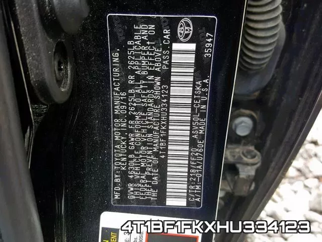 4T1BF1FKXHU334123 фото 2