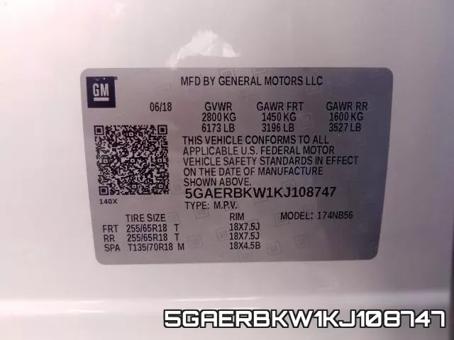 5GAERBKW1KJ108747 фото 2